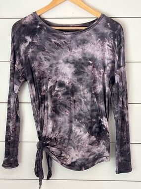 LULULEMON To The Point Tie-Hem Long Sleeve Tie-Dye Top - Gray/Purple medium
